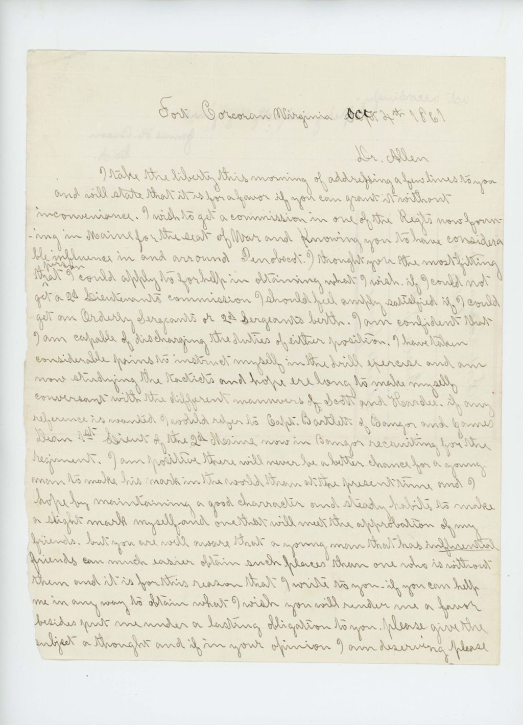 Miniature of James H. Bacon of Company A solicits a promotion
