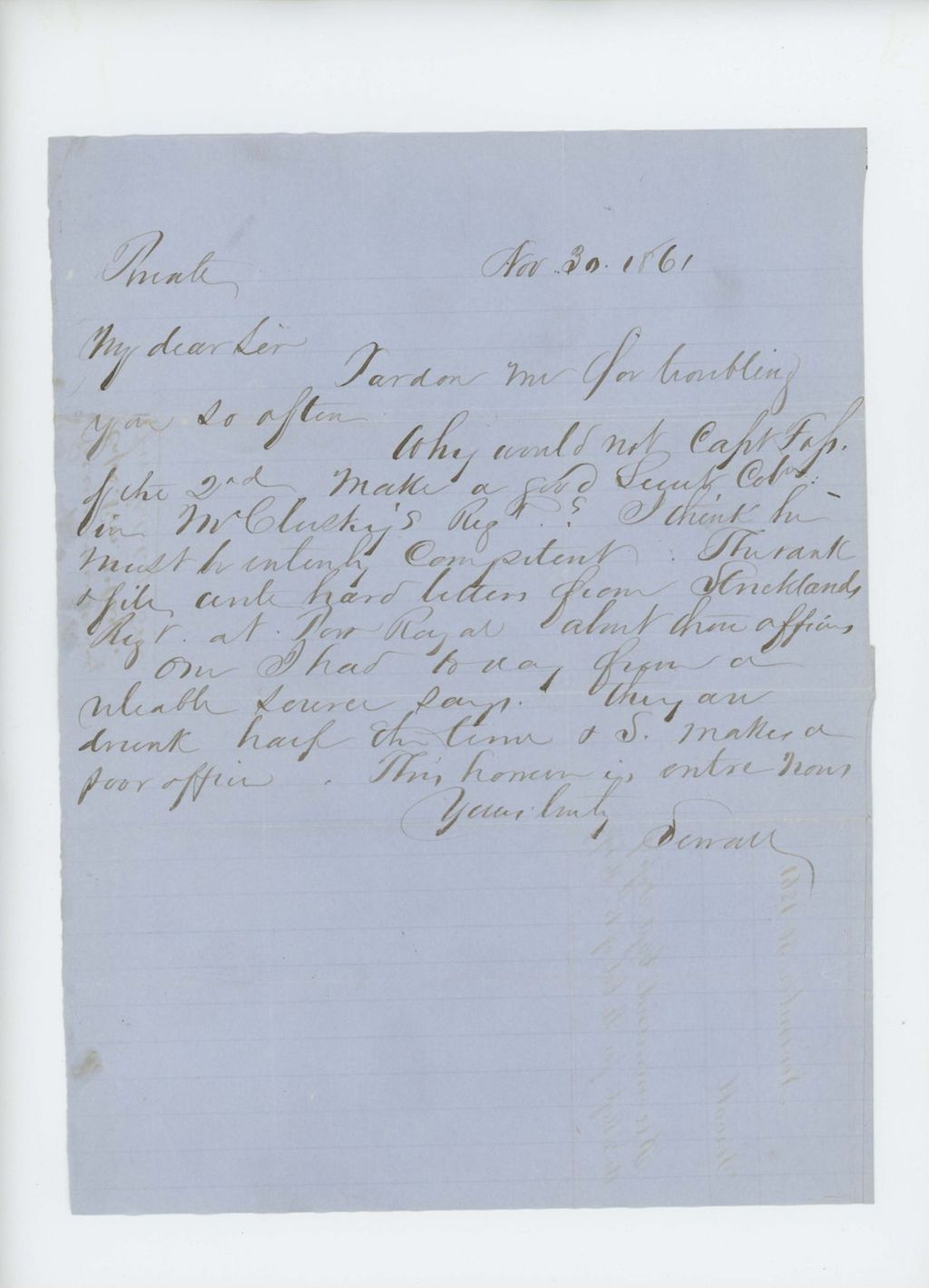 Miniature of Sewall recommends Captain Foss for Lieutenant Colonel of the 15th Maine Infantry Regiment