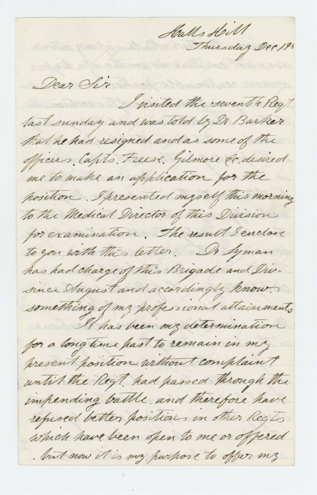 Miniature of Dr. Augustus Hamlin threatens to offer his services to other states if not promoted