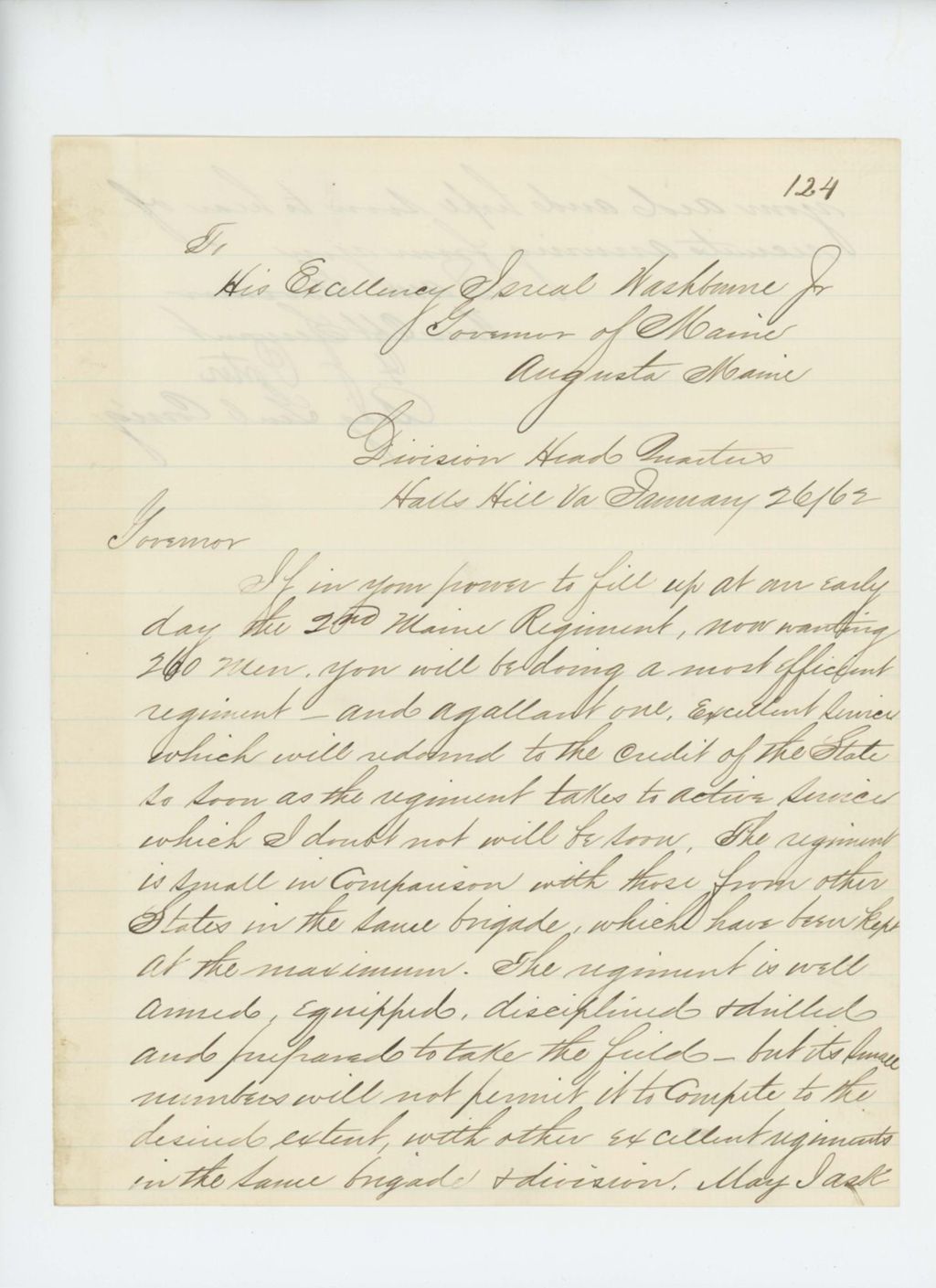 Miniature of Brigadier General Fitz John Porter requests 260 men to fill the regiment