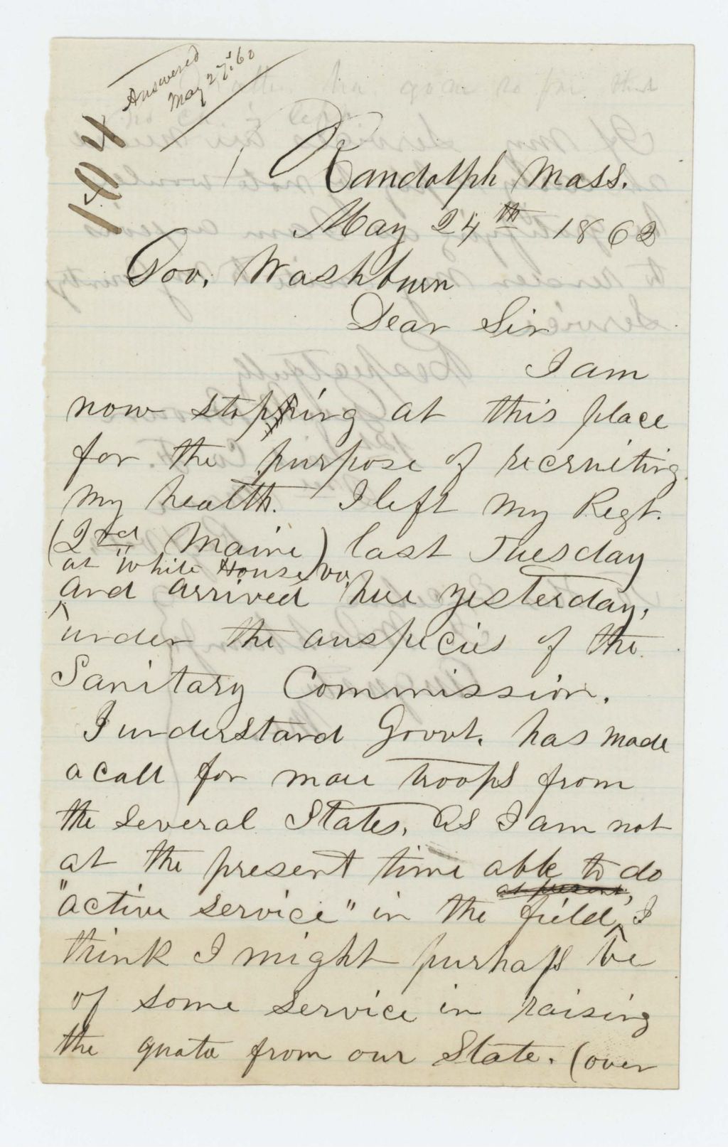 Miniature of Lieutenant George W. Brown offers to recruit more men