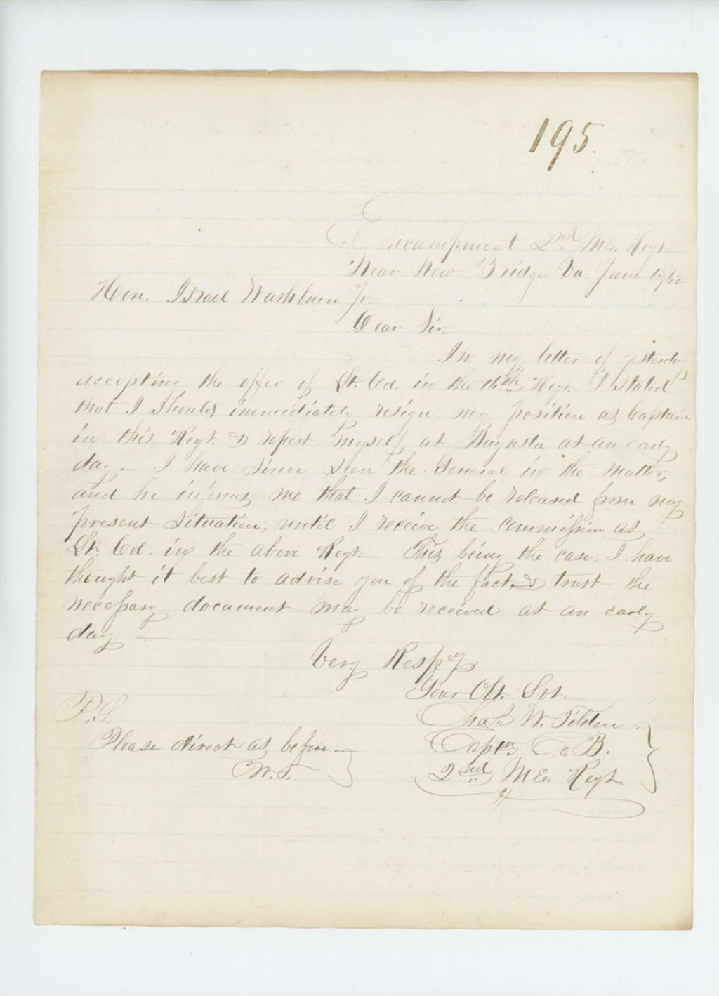 Miniature of Captain Charles Tilden requests documentation of his commission in the 16th Maine Regiment