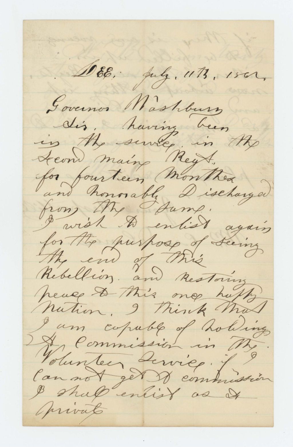 Miniature of William Grandlemir solicits a commission in the regiment