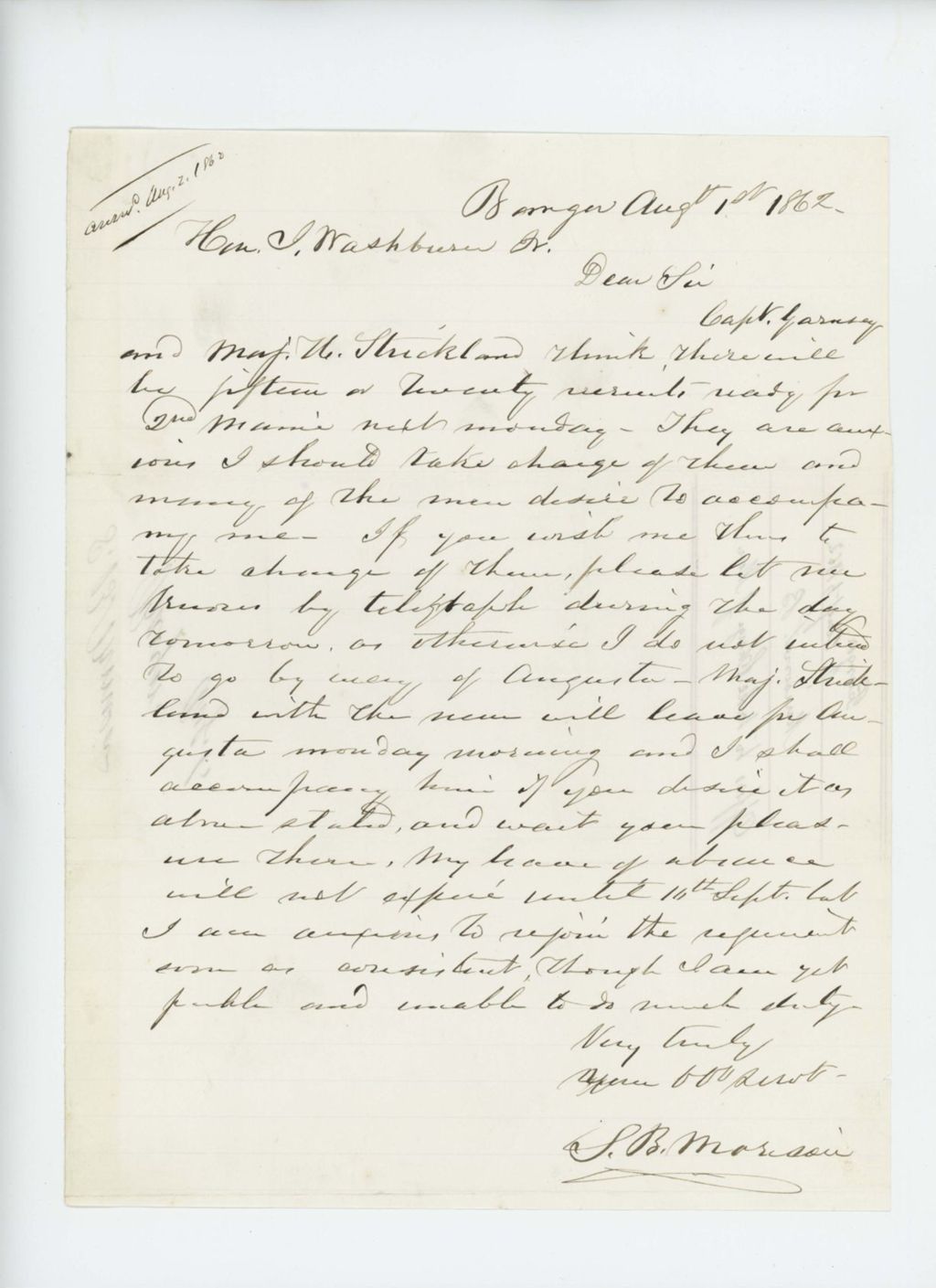 Miniature of S.B. Morrison offers to take charge of new recruits