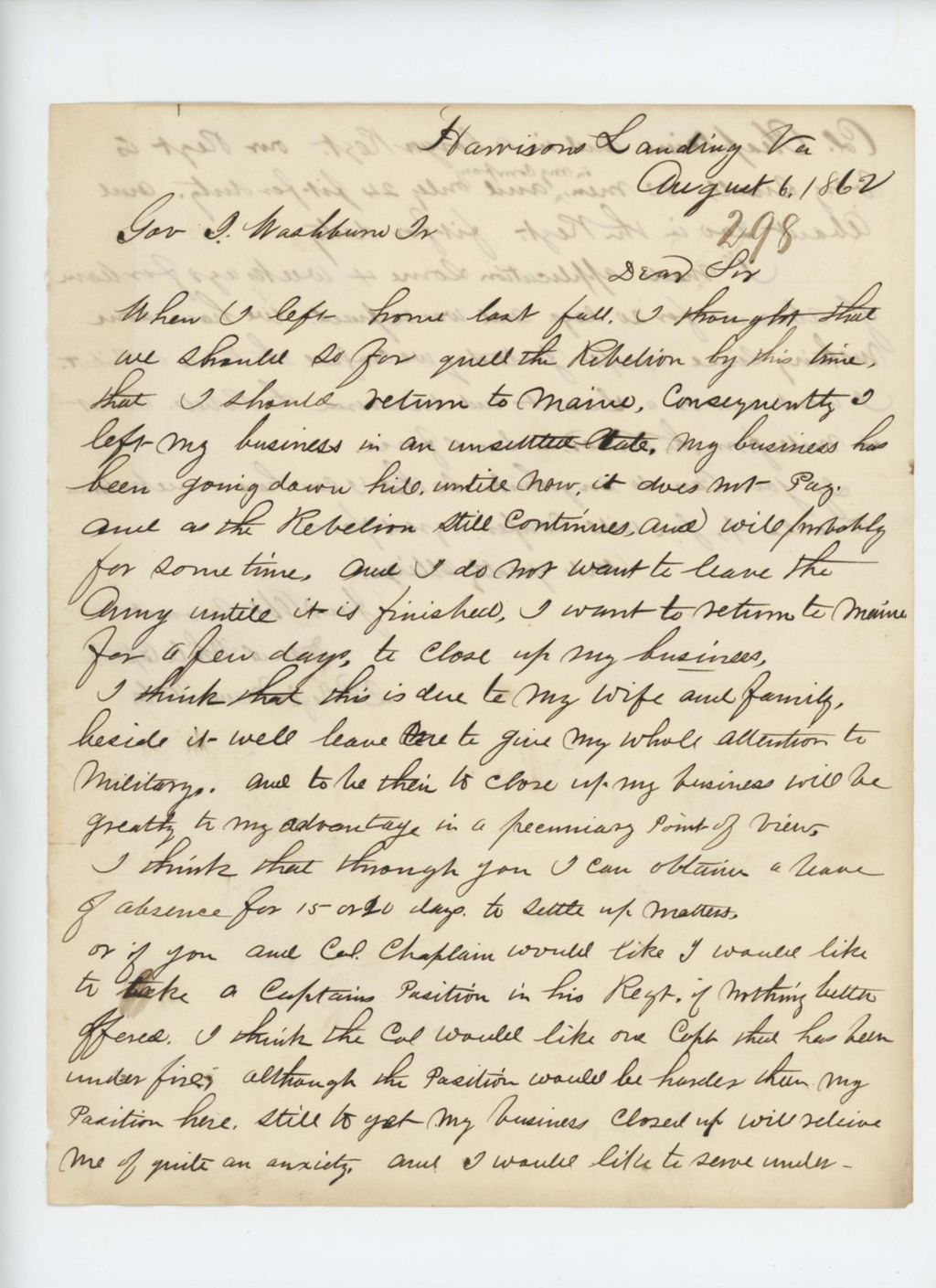 Miniature of Captain David White requests leave to close his business
