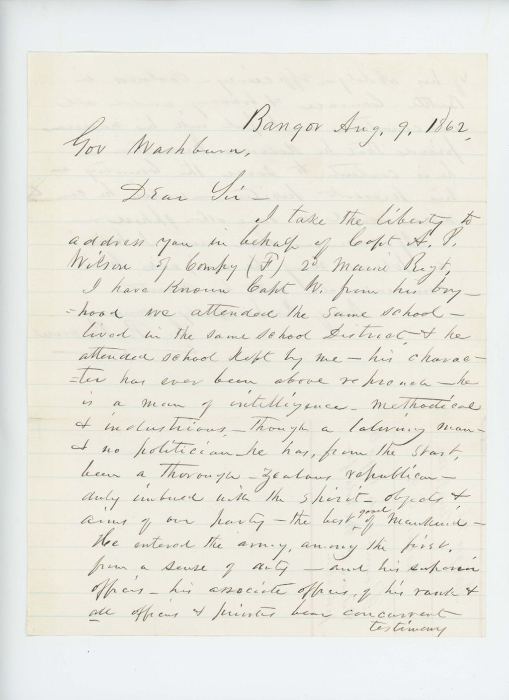 Miniature of C.P. Brown recommends Captain Albion P. Wilson for promotion
