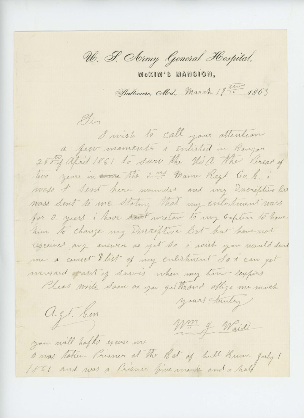 Miniature of William Waid requests updated descriptive list