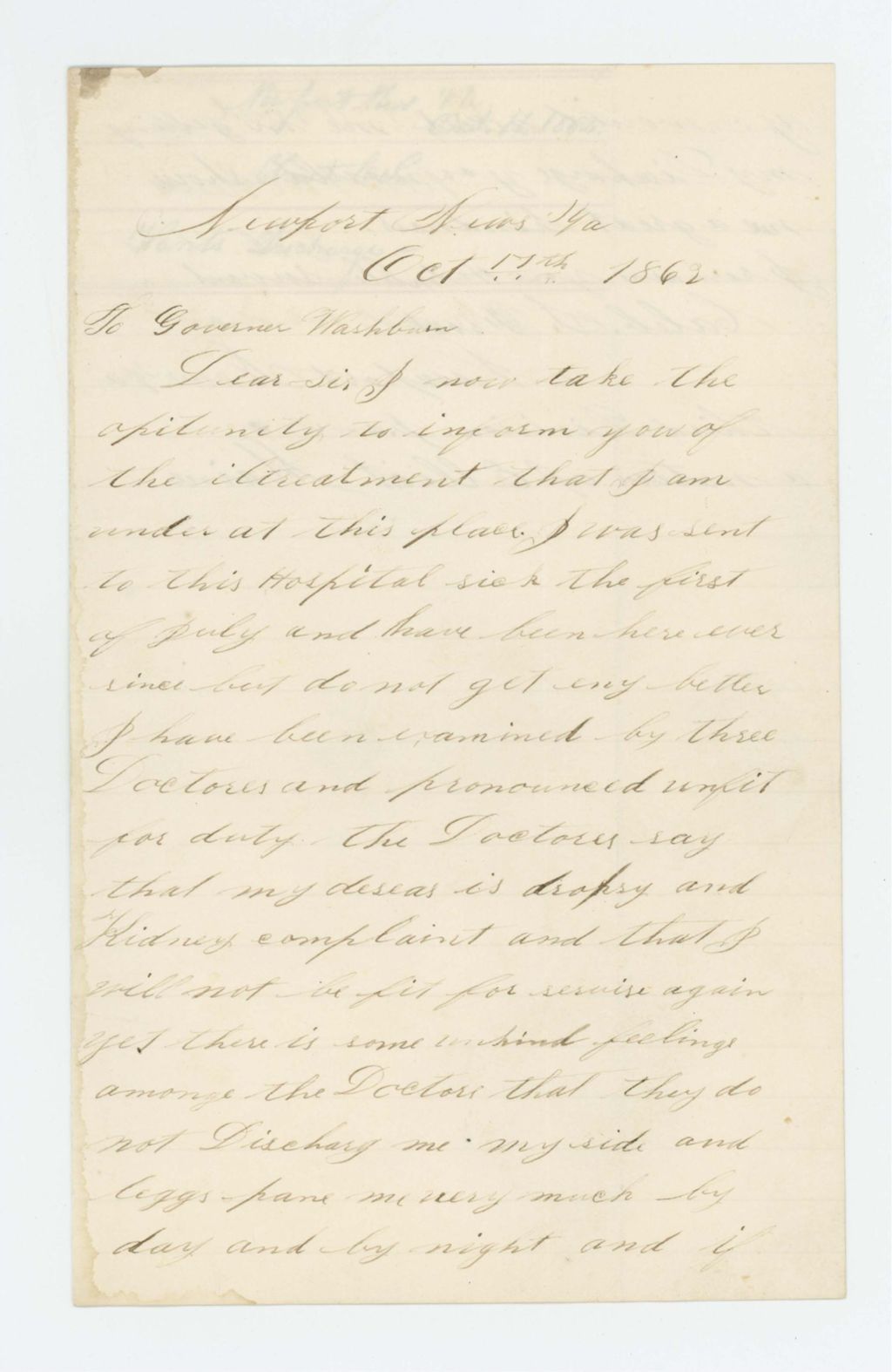 Miniature of Caleb S. Frost requests discharge from service