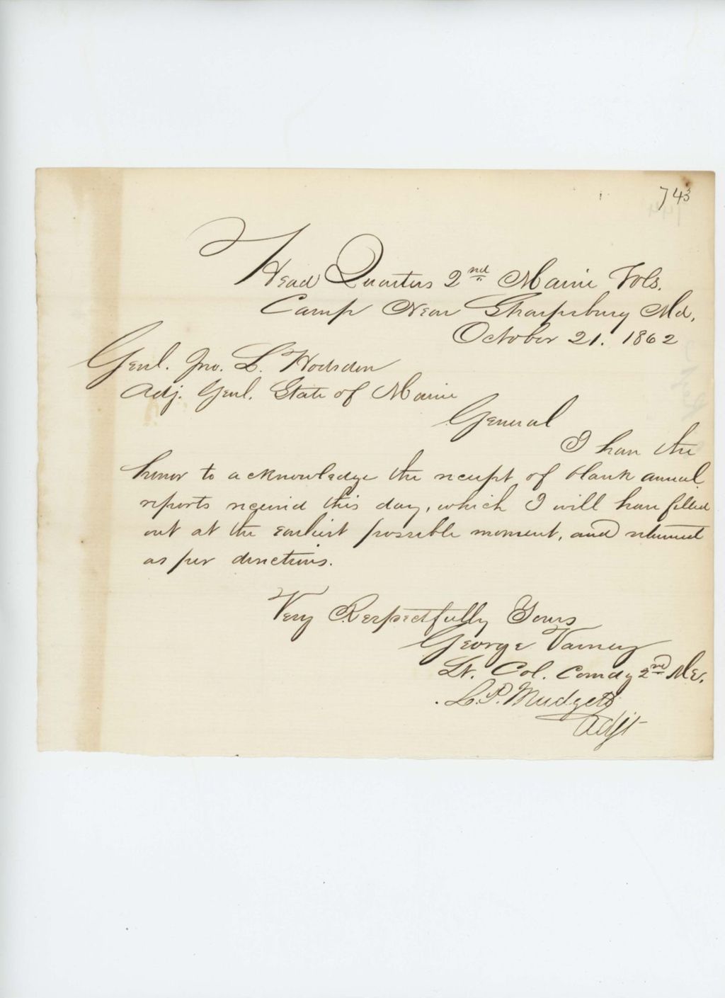 Miniature of H.W. Cushman requests a copy of his descriptive list be sent to him in hospital
