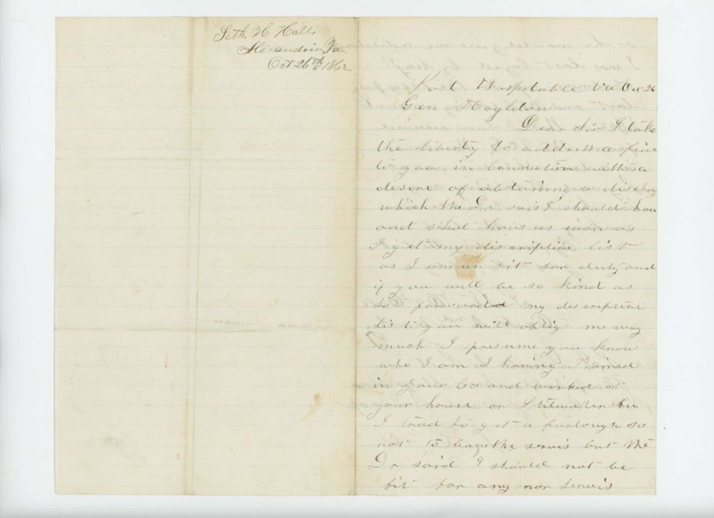 Miniature of Seth H. Hall requests a discharge