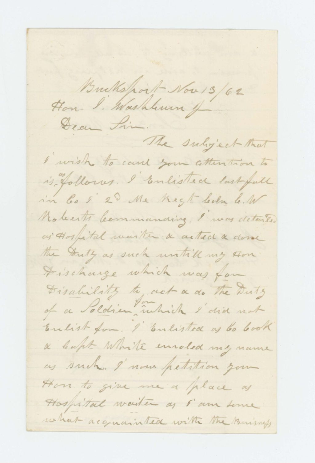 Miniature of Jonathan L. Moore of Bucksport requests a position in a hospital