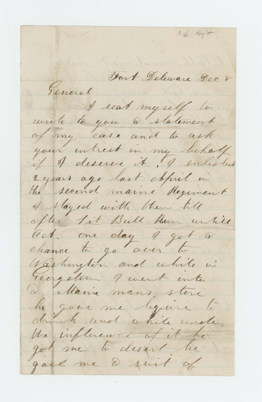 Miniature of Warren W. Bradford asks for release from jail for desertion