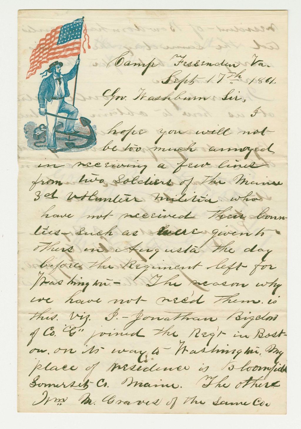 Miniature of Jonathan Bigelow and William M. Graves request their bounty payments