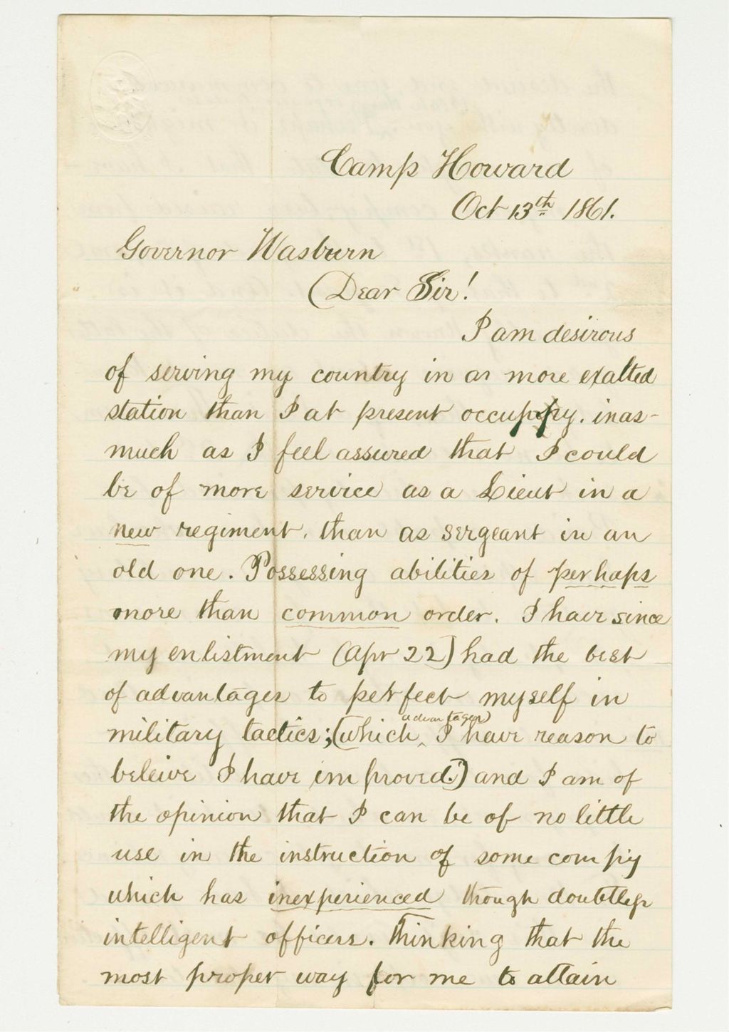 Miniature of Sergeant C.W. Gardiner requests a promotion