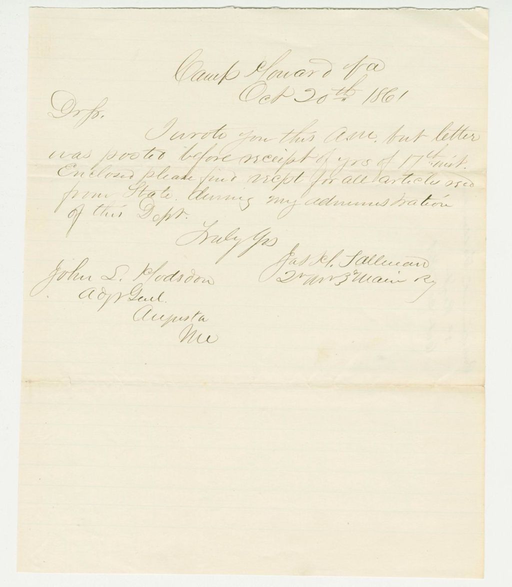 Miniature of Quarter Master James Tallman acknowledges receipt of items