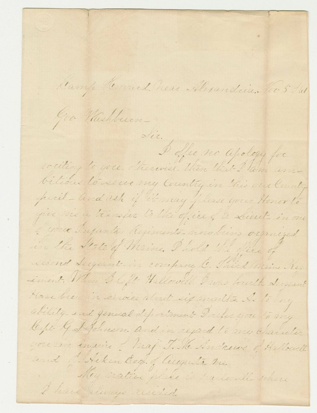 Miniature of Henry Albee requests a promotion to lieutenant