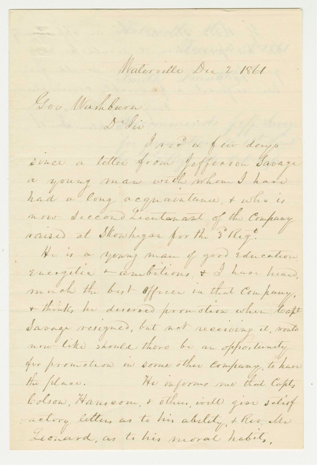 Miniature of Franklin Smith recommends Jeff Savage for promotion