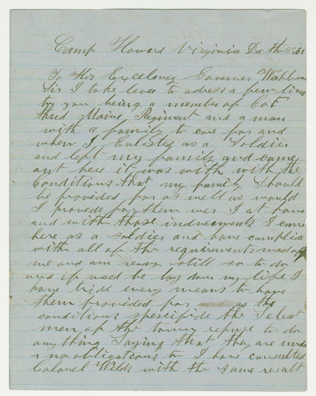 Miniature of Mr. Hunnewell requests relief for his family