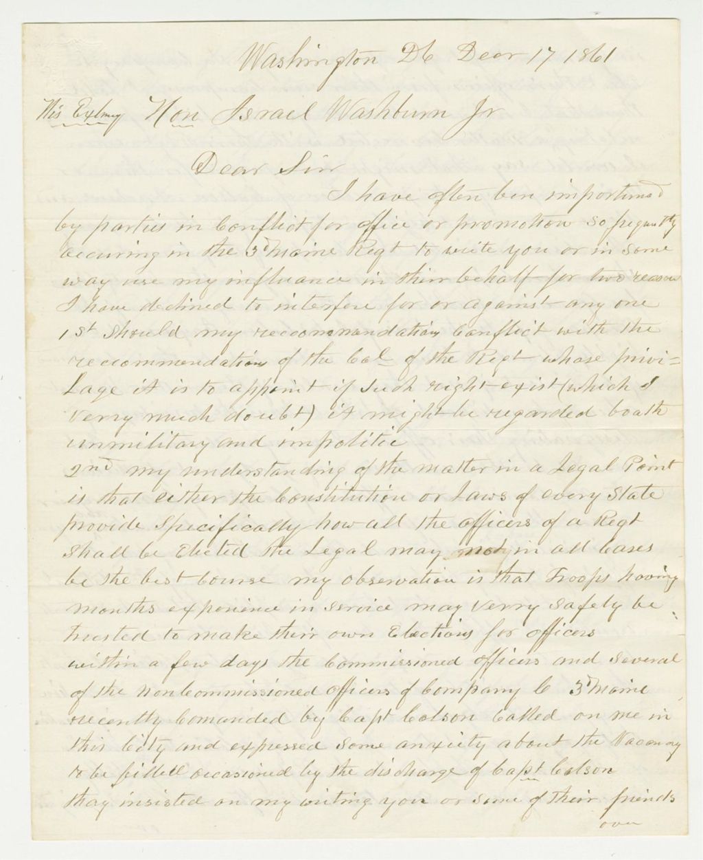 Miniature of Lieutenant Colonel Isaac N. Tucker updates Governor Washburn about the regiment