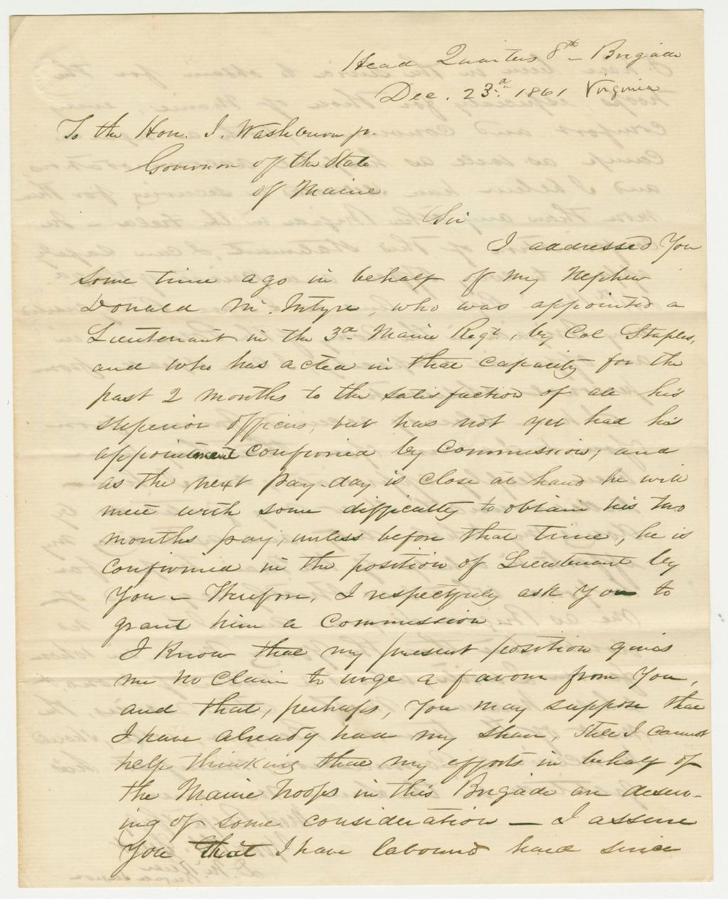 Miniature of Surgeon Daniel McRuer recommends Donald McIntyre for promotion