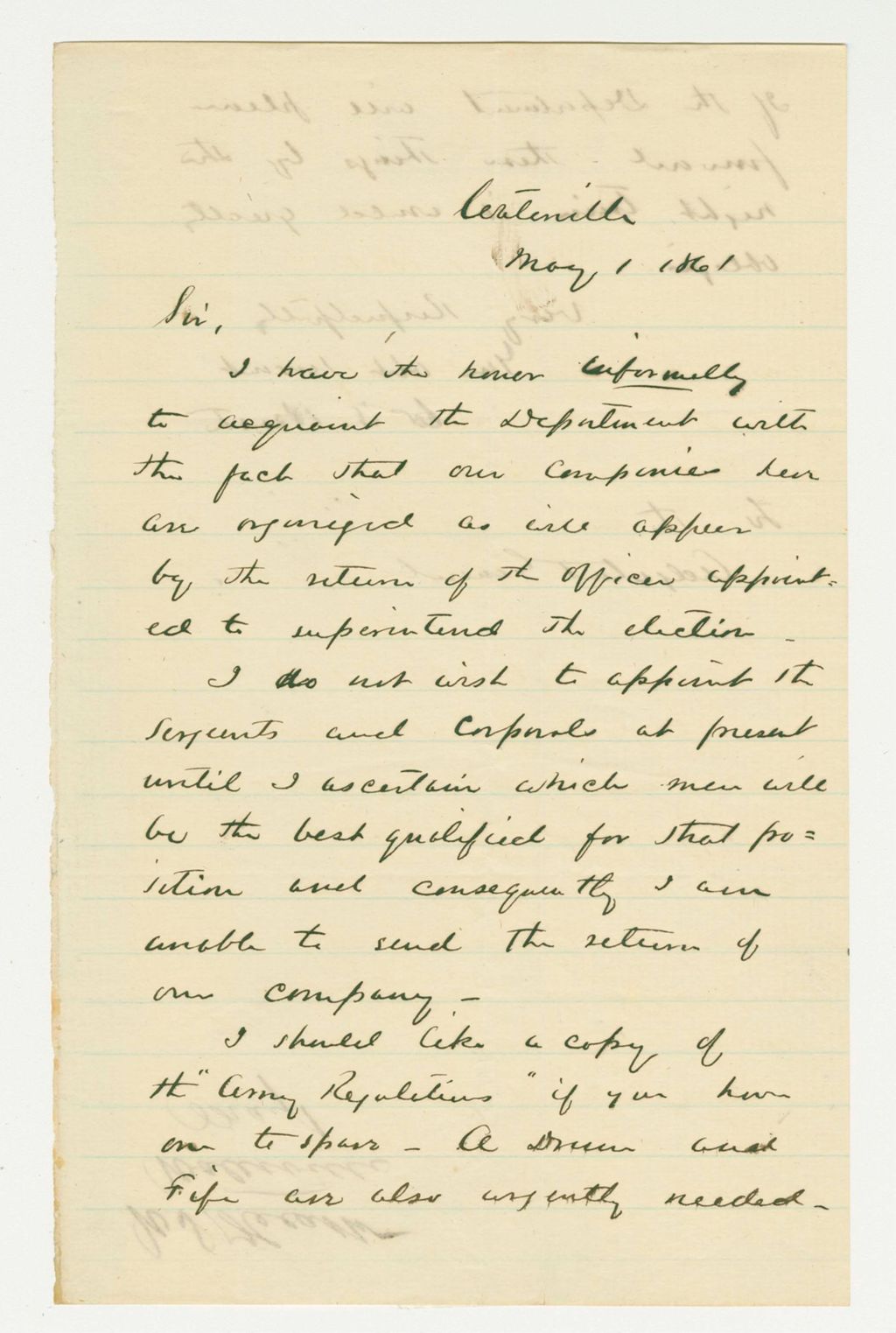 Miniature of W.S. Heath requests a copy of Army Regulations