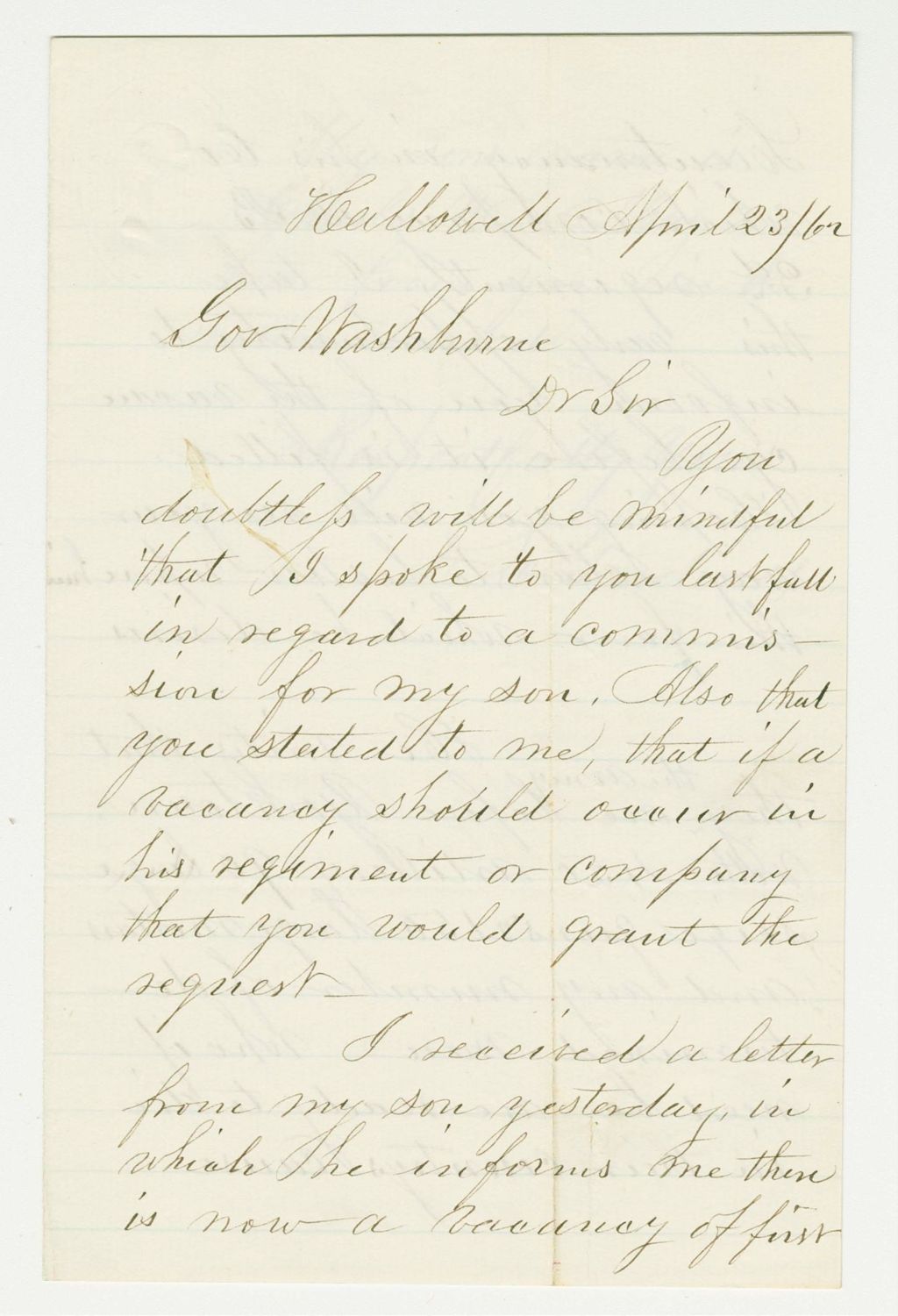 Miniature of D.L. Gardiner requests a promotion for son Charles W.
