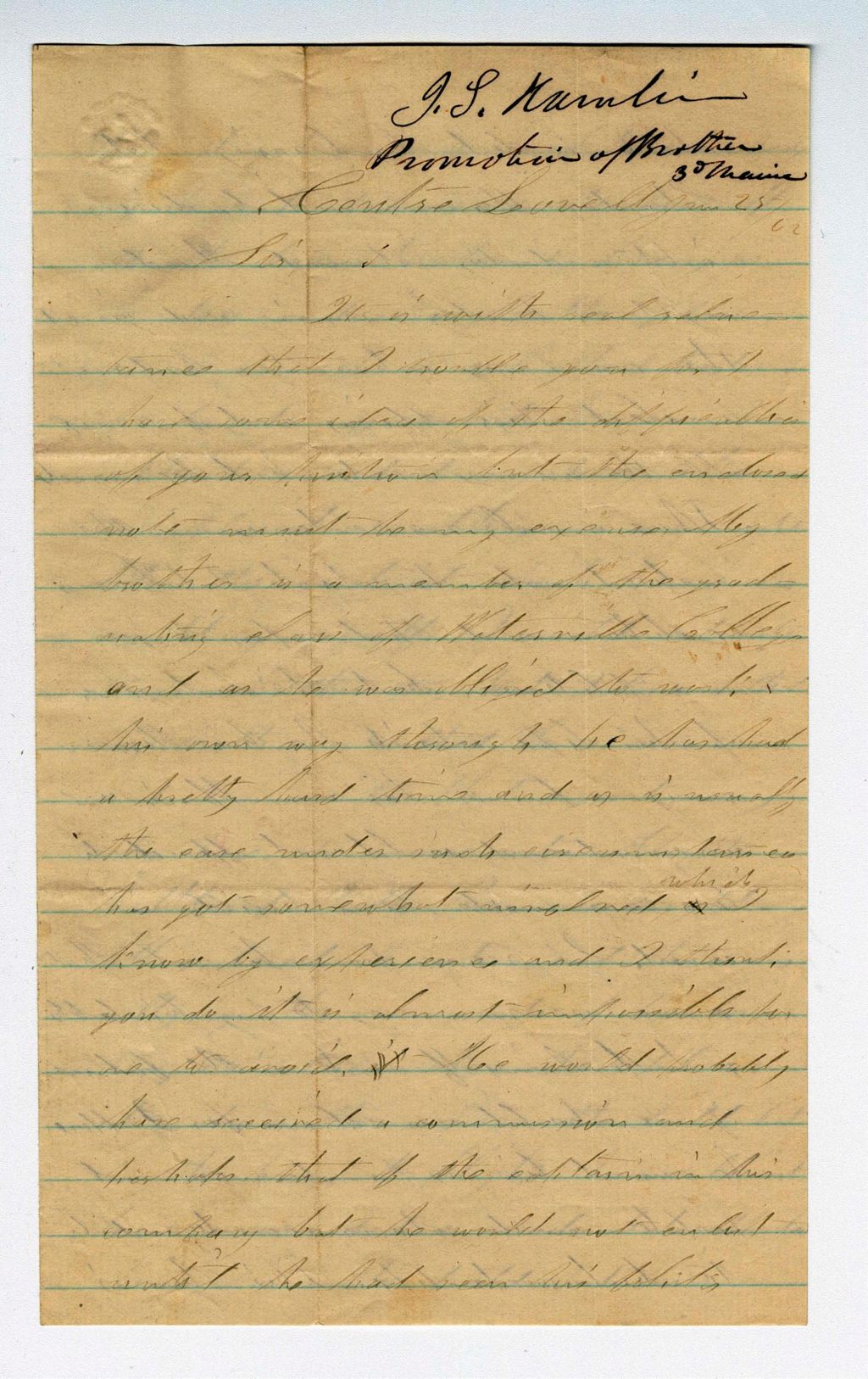 Miniature of Lieutenant Colonel Thomas W. Egan reports of Sergeant Haskell's bravery at Fair Oaks
