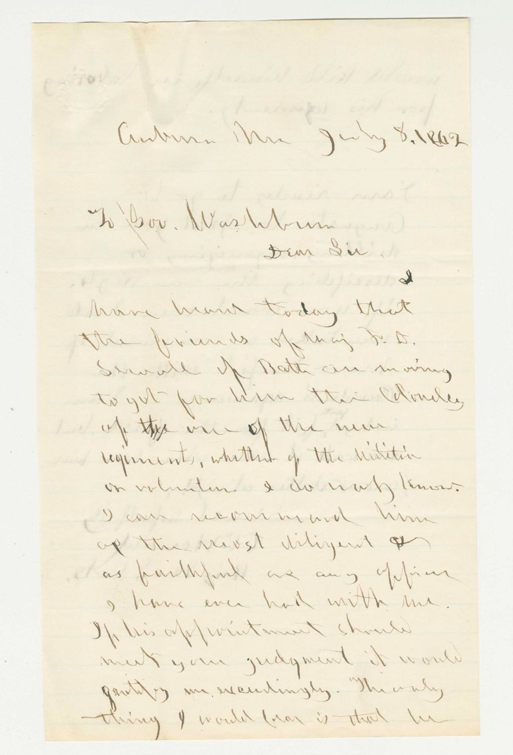 Miniature of Brigadier General Oliver O. Howard recommends Major Sewall for promotion