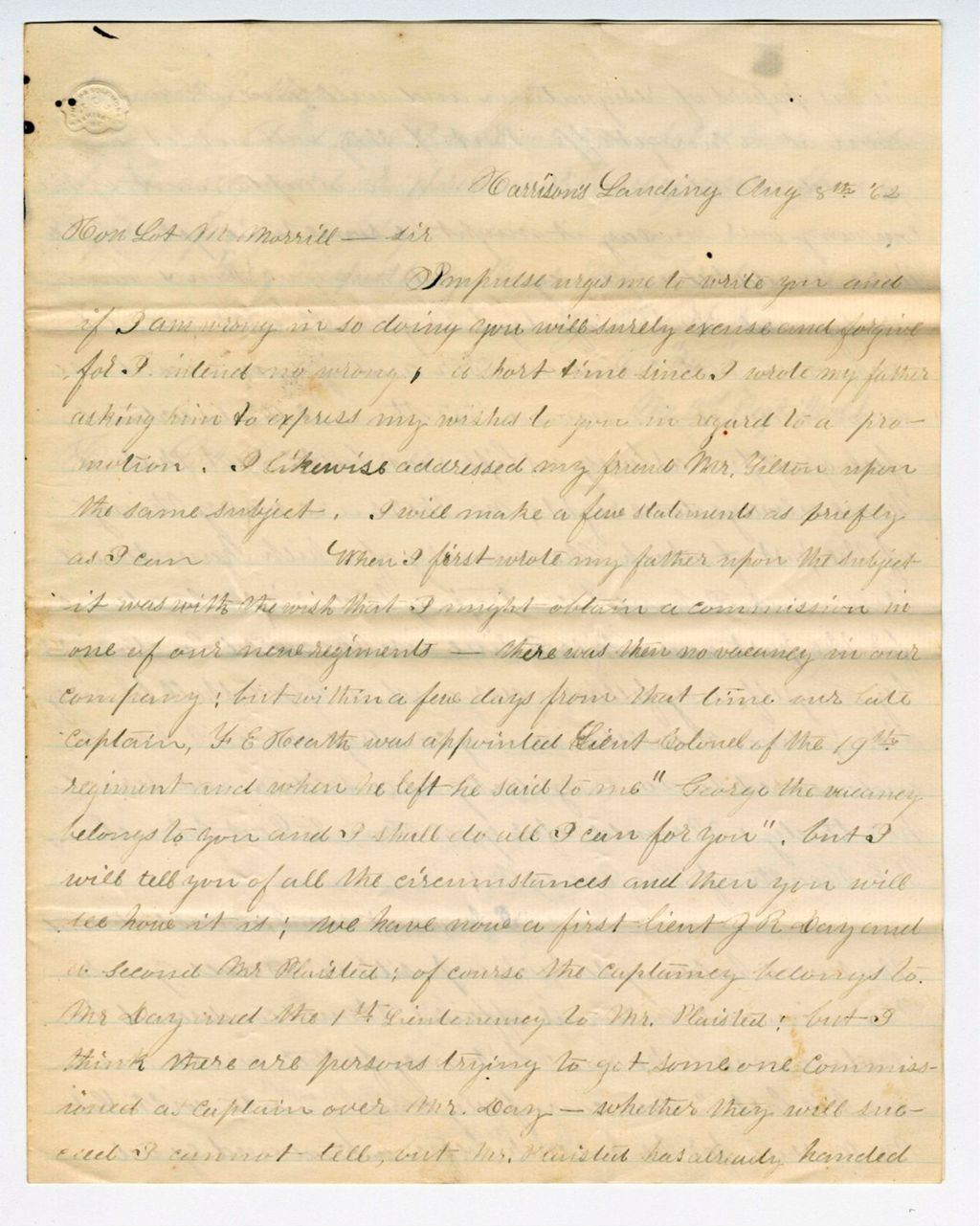 Miniature of G.S. Blake requests a promotion