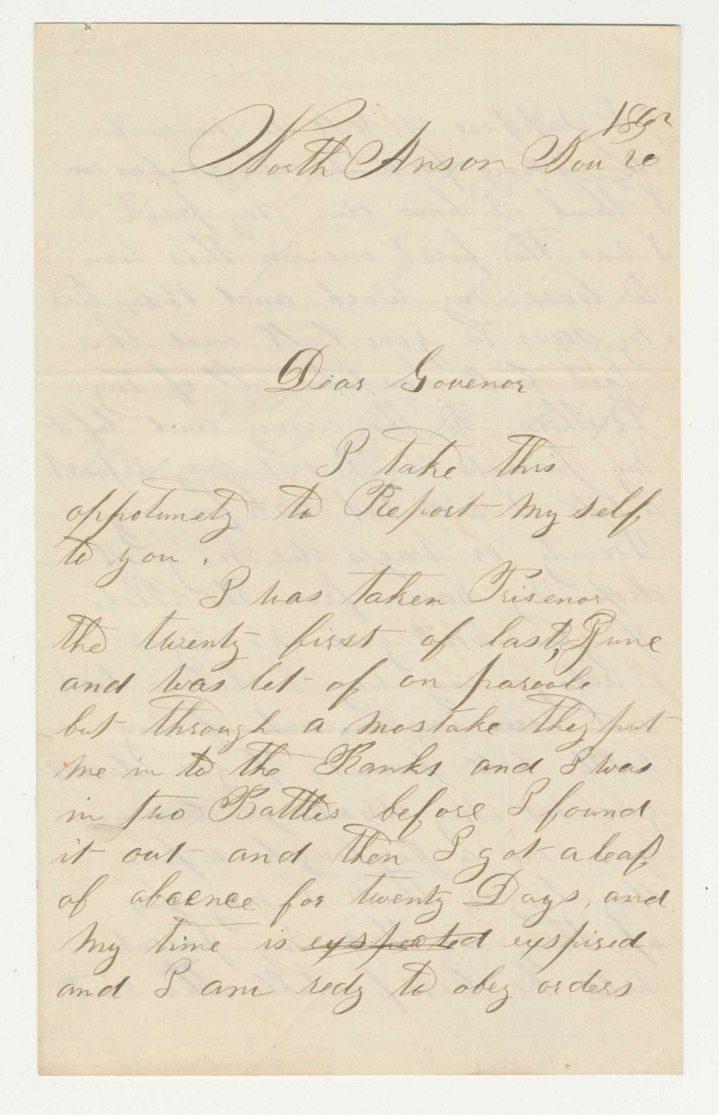Miniature of Perley Smith of Company F requests a discharge