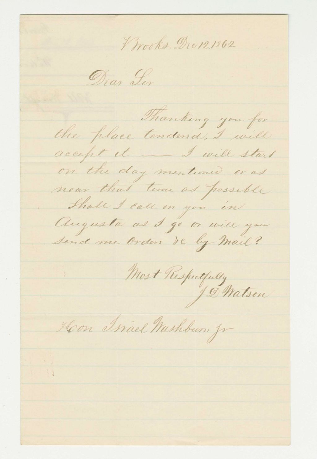 Miniature of Dr. J.D. Watson accepts his commission