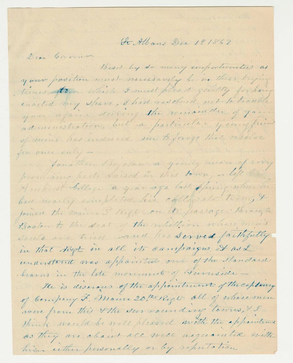 Miniature of Sullivan Lothrop recommends Jonathan Bigelow for promotion