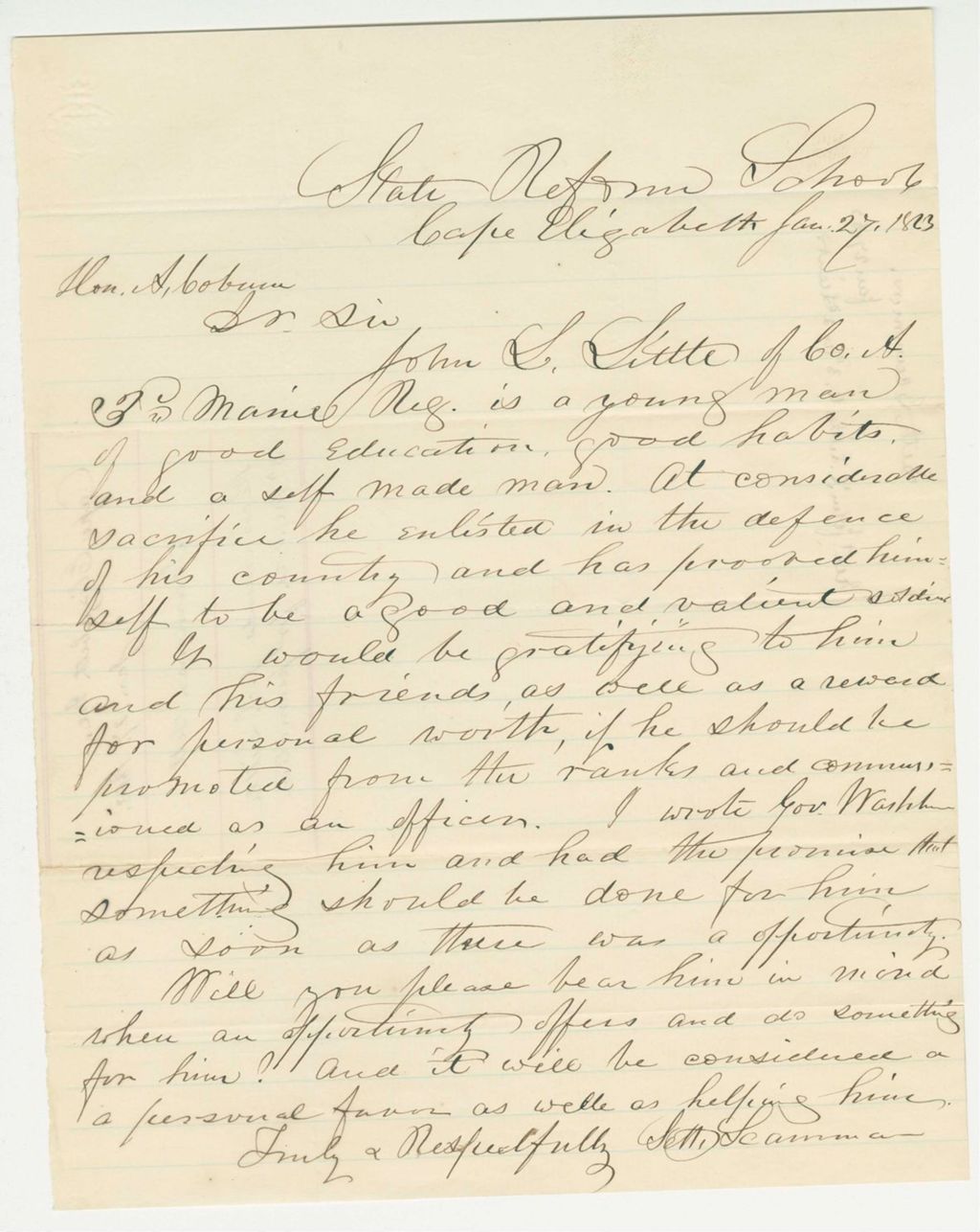 Miniature of Seth Scamman recommends John Little for promotion