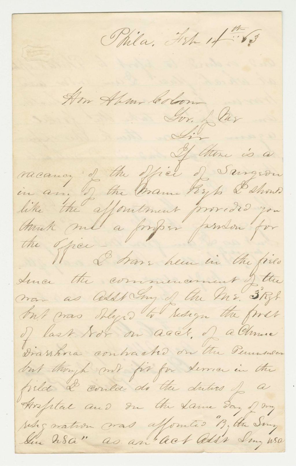 Miniature of Assistant Surgeon F. H. Getchell requests promotion to surgeon