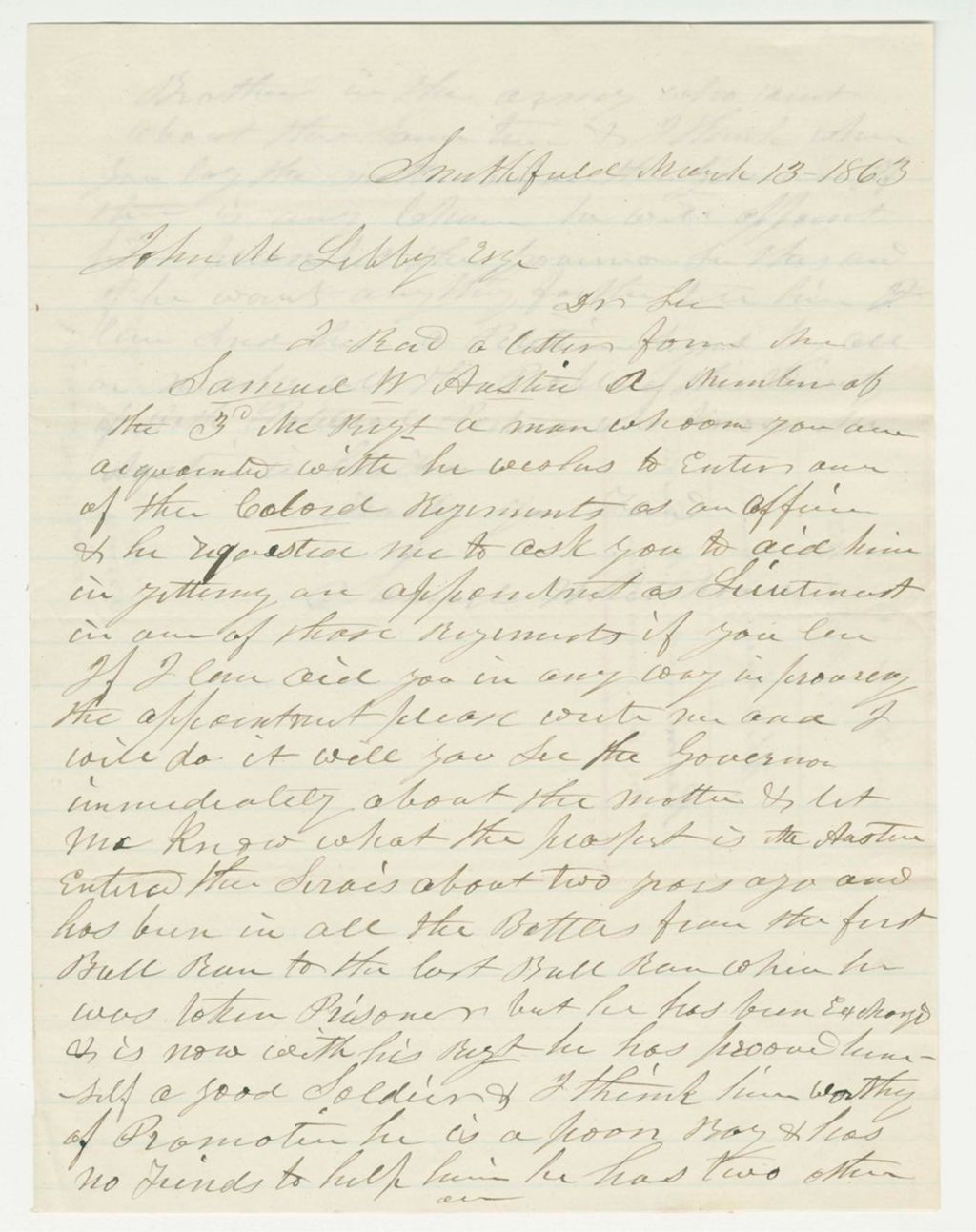 Miniature of Samuel Whitehouse recommends Samuel Austin for promotion