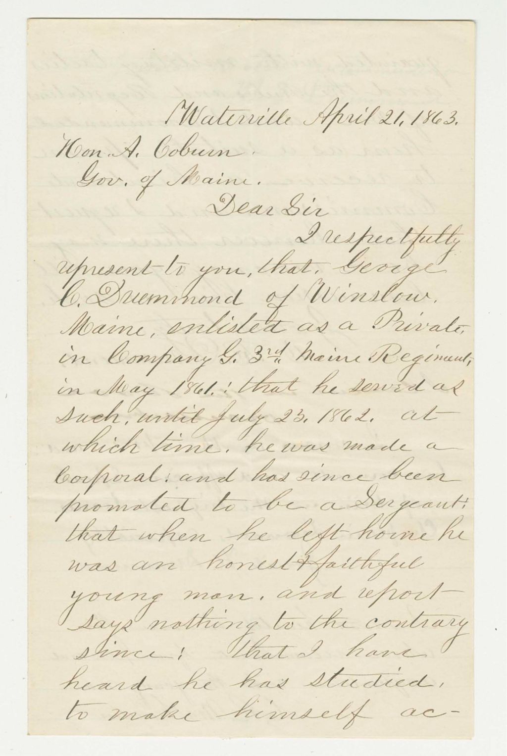 Miniature of E.R. Drummond recommends George C. Drummond for commission