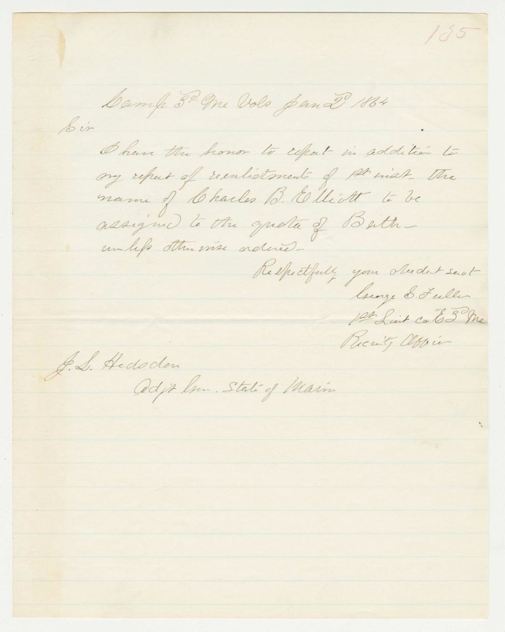 Miniature of Lieutenant George S. Fuller adds Charles B. Elliott to recruitment quota for Bath