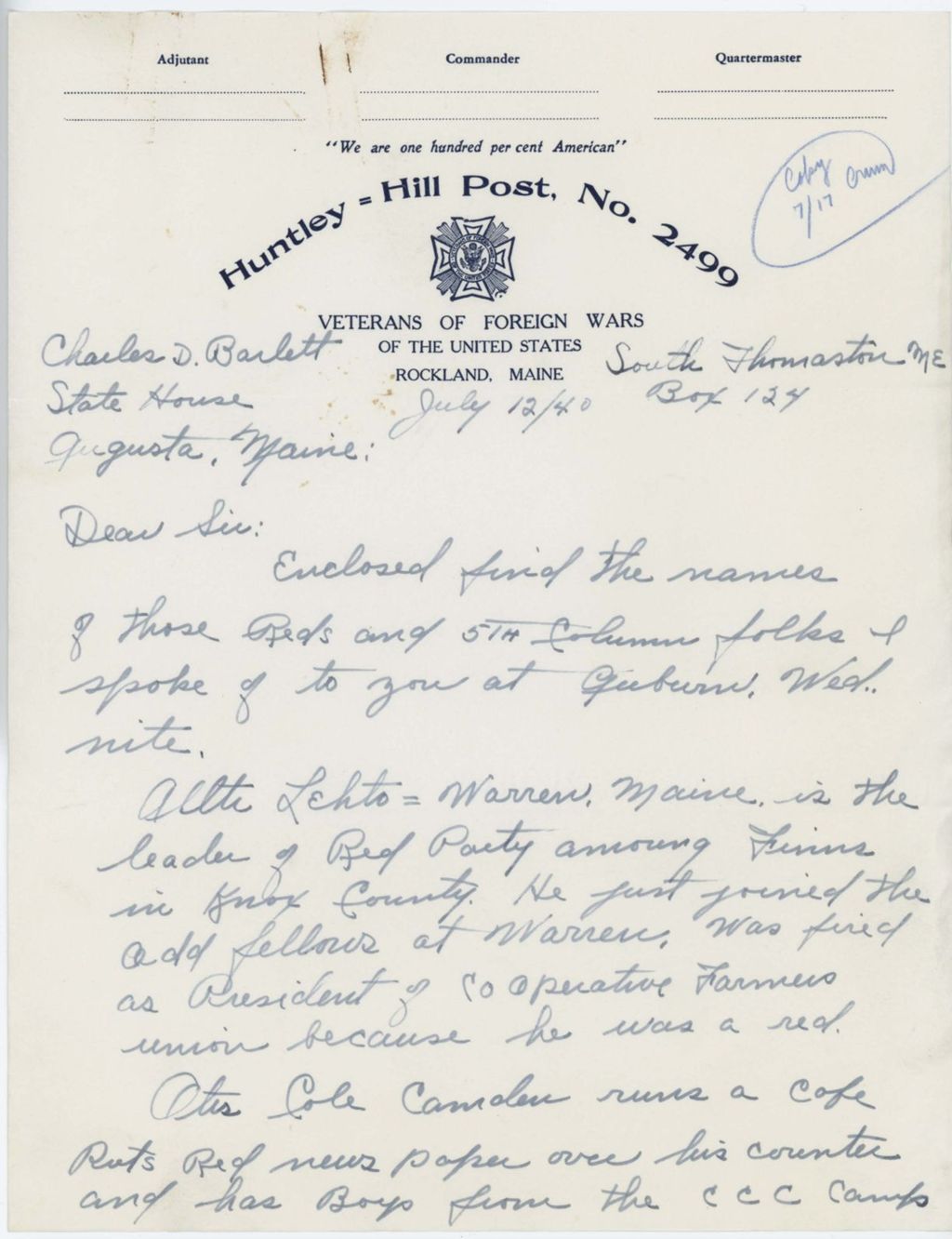 Miniature of Hamlin_Oliver_R_12_July_1940_handwritten_letter_Page