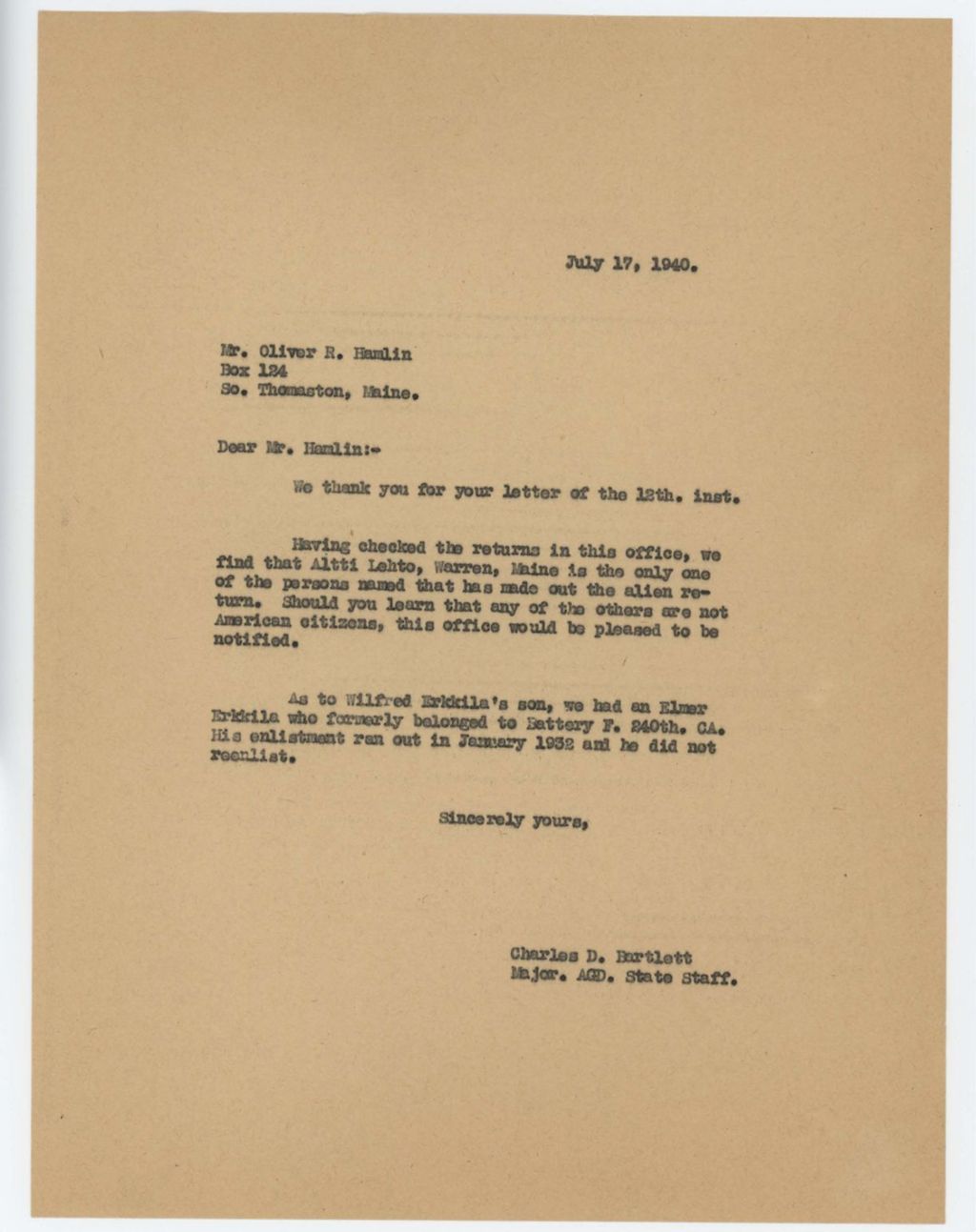 Miniature of Hamlin_Oliver_R_17_July_1940_reply