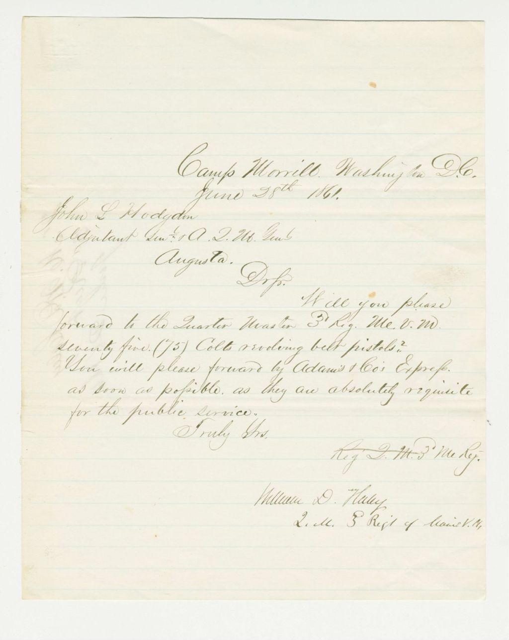Miniature of William Haley requests 75 Colt revolvers