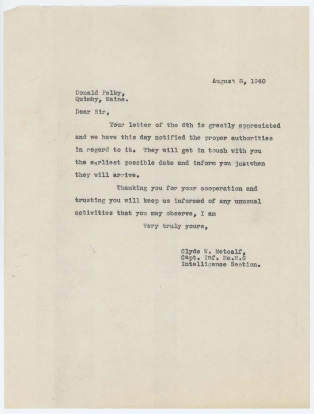 Miniature of Pelky_Donald_08_August_1940_reply