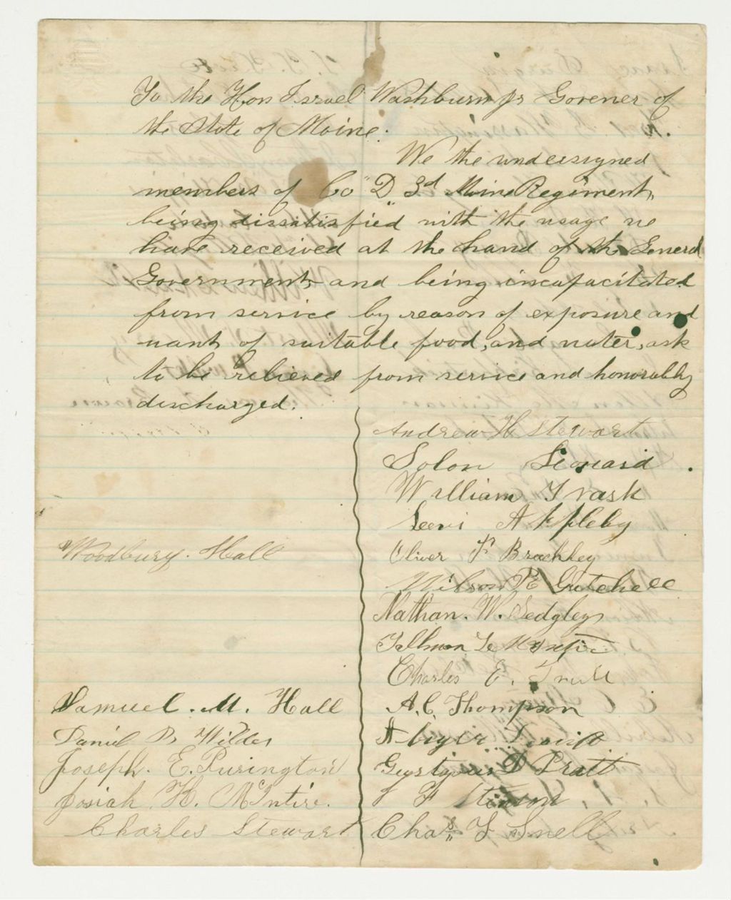 Miniature of Undated - Petition for honorable discharges due to incapacitation from exposure and lack of food and water