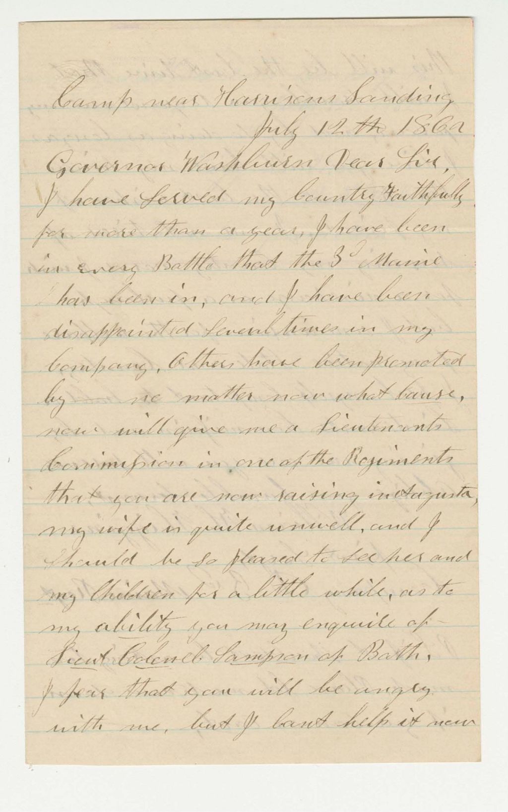 Miniature of Sergeant William H. Higgins of Company D requests a promotion
