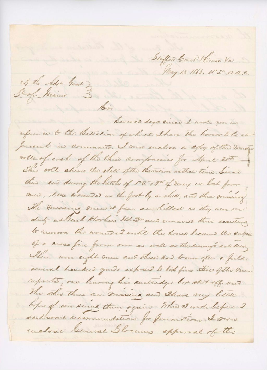 Miniature of Beal Letter to Hodsdon Regarding Promotions, January 19, 1863