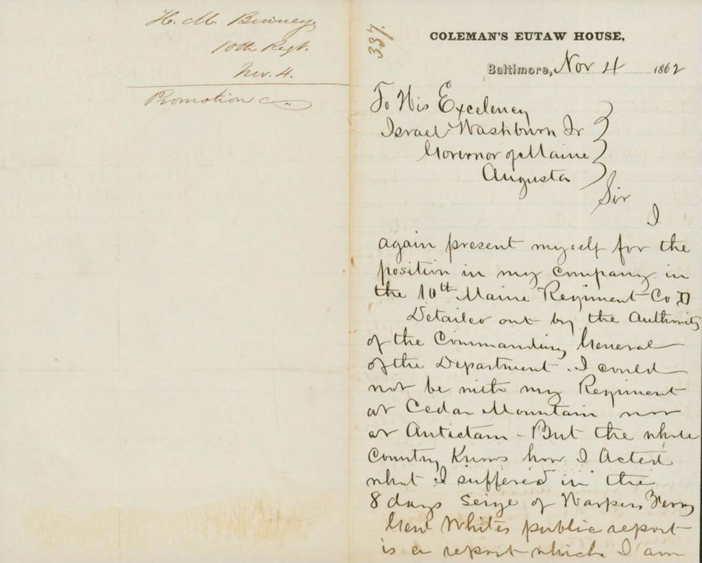 Miniature of Delano Letter to Hodsdon Regarding Pension, June 12, 1863