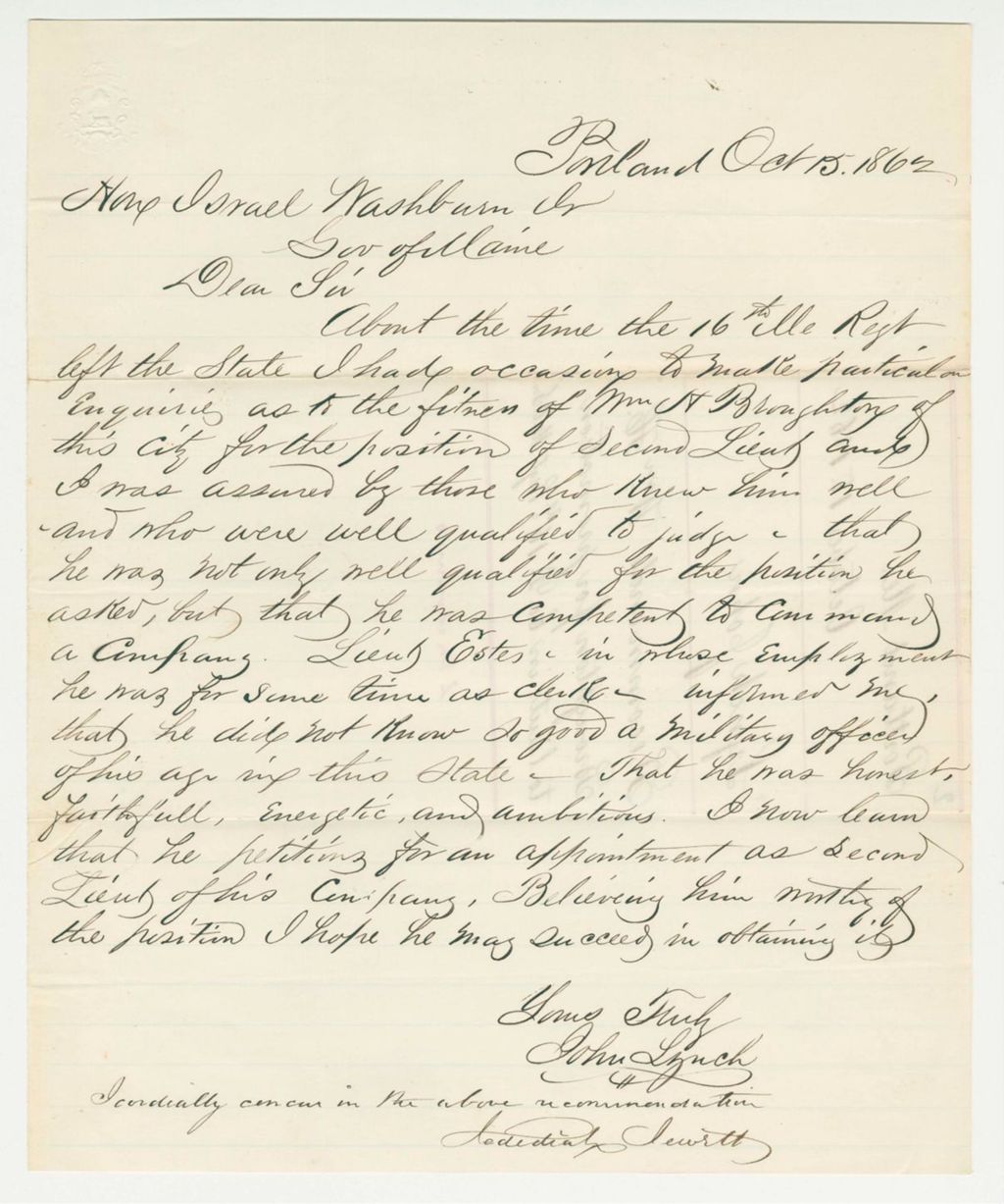 Miniature of Recommendation of William H. Broughton for commission