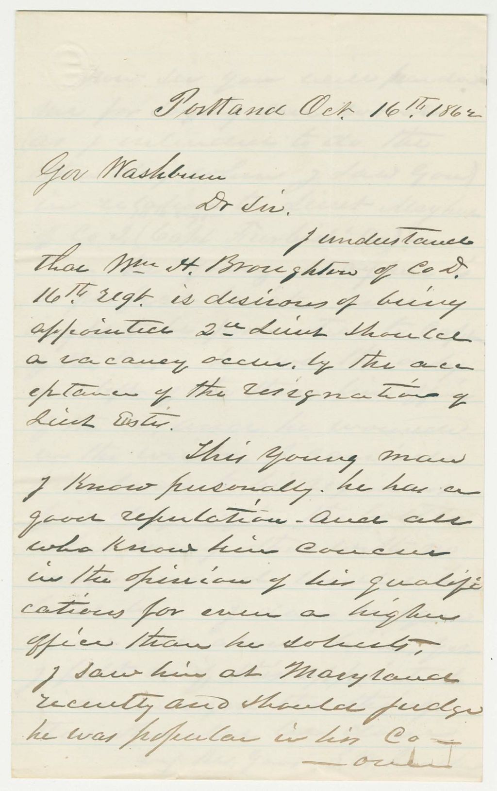 Miniature of Judge Philip Stubbs recommends Dr. Warren Hunter for surgeon