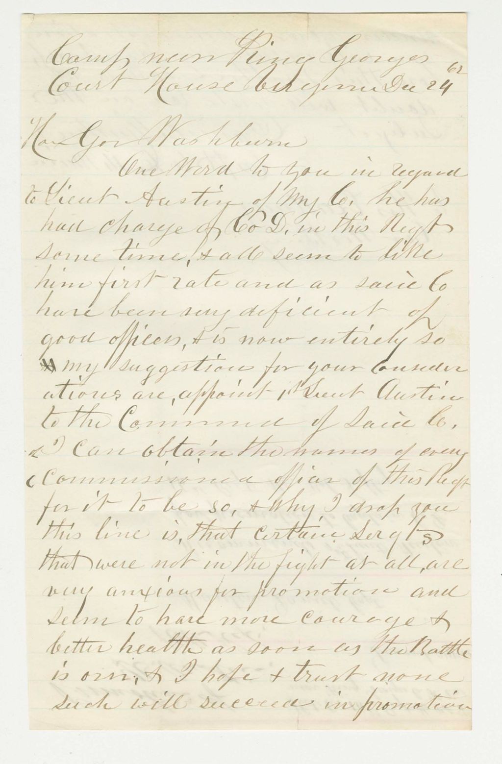Miniature of Captain Daniel Marston recommends Lieutenant Austin for promotion to Captain