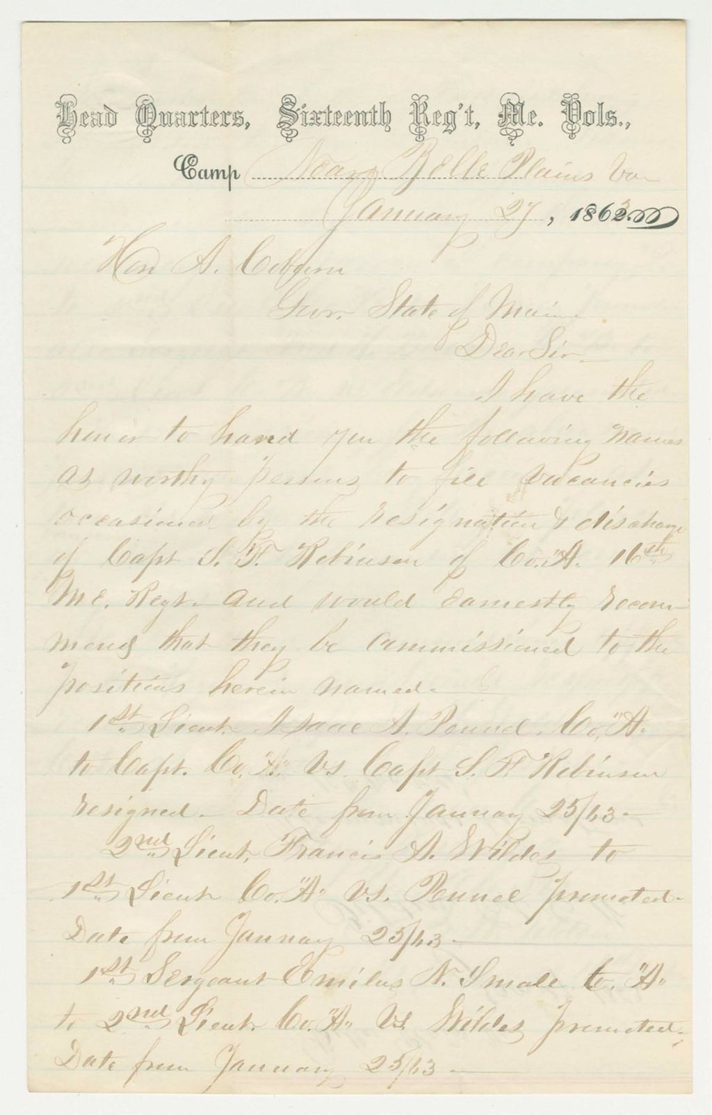 Miniature of Colonel Tilden recommends promotions
