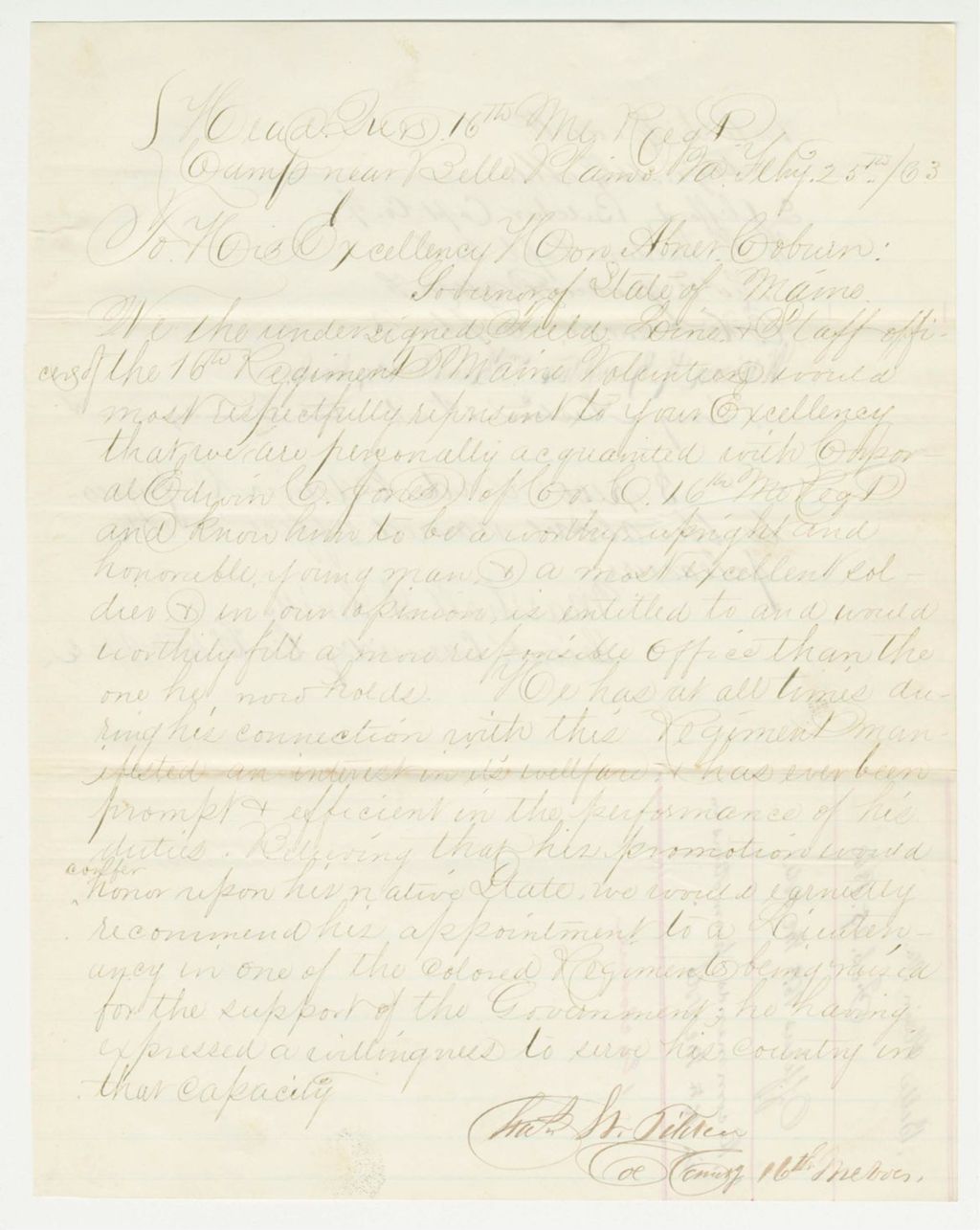 Miniature of Colonel Tilden recommends officer promotions